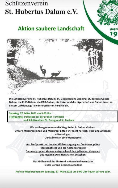 Aktion Saubere Landschaft mit dem Schützenverein St. Hubertus