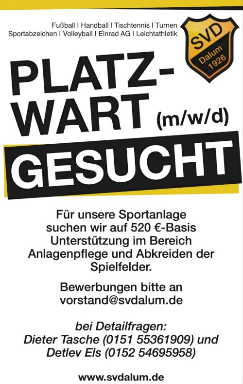 Platzwart gesucht