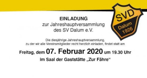 Einladung zur Jahreshauptversammlung