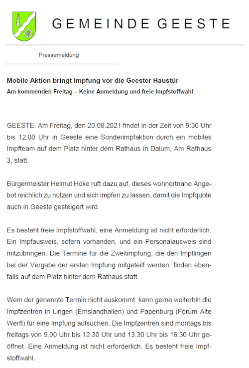 Impfaktion Geeste