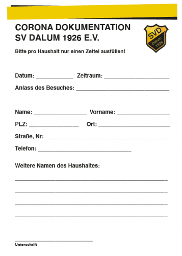 +++  Heimspiele beim SV Dalum - Hygienekonzept +++