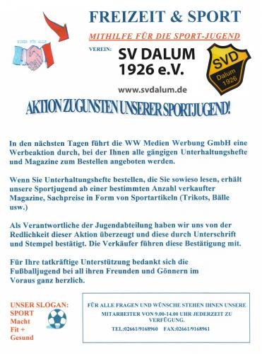 AKTION ZUGUNSTEN UNSERER SPORTJUGEND