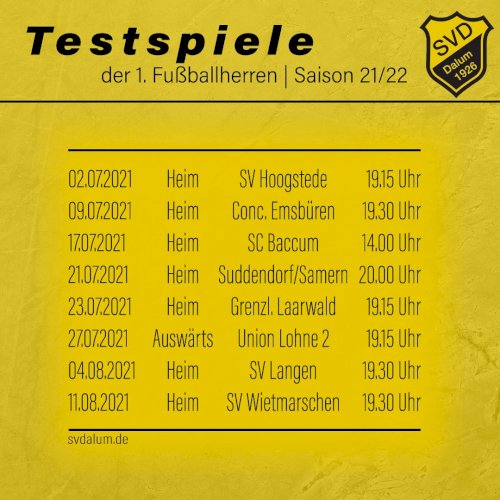 Testspiele der 1. Herren stehen!